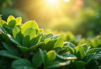 Obraz premium vibrant foliage dew covered leaves nature beauty radiant greenery graceful petals shimmering drops organic splendor, dewdrop, plant, spring, bloom, moisture