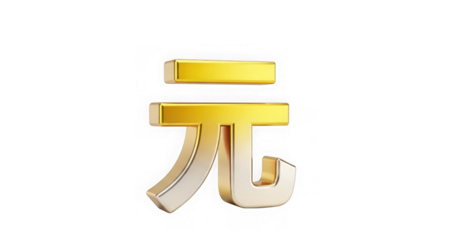 Ai generated image of gold and silver yuan currency symbol isolated on transparent background