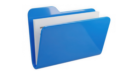 Ai generated image of blue folder with papers isolated on transparent background