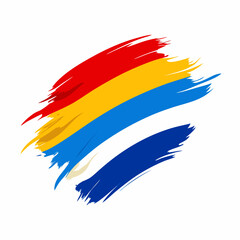 Obraz premium Abstract brush stroke design with red yellow and blue colors on a white background