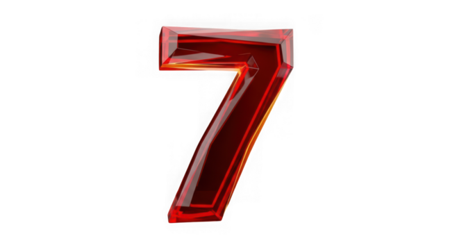 Ai generated image of red ruby number seven isolated on transparent background