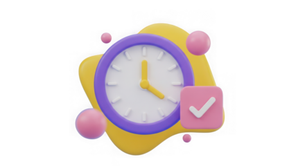 Ai generated image of clock with check mark isolated on transparent background