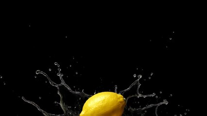 Lemon orange with water splash in black background advertising concept - Powered by Adobe