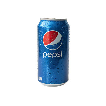chilled blue pepsi can beverage product photo on white

