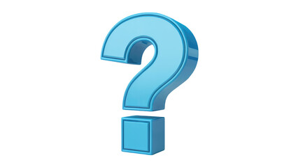 Curious blue 3D question mark symbol isolated for inquiry and doubt concepts isolated on transparent background
