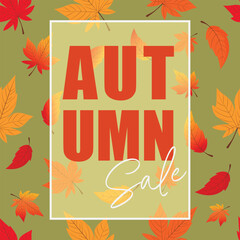 Fall Sale Promotional Poster with Autumn Leaves.