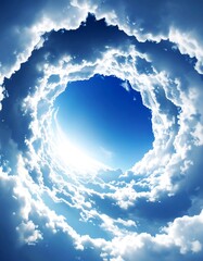 Cloud circle sunlit sky