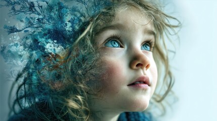 子供の頭の中の豊かな植物　想像力のイメージ