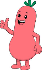 Cute Cartoon Vegetable Character Giving Thumbs Up
