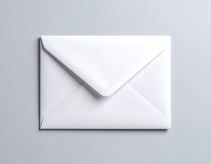 A plain white envelope on a light grey background