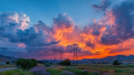 Obraz premium Dramatic sunset over a valley (2)
