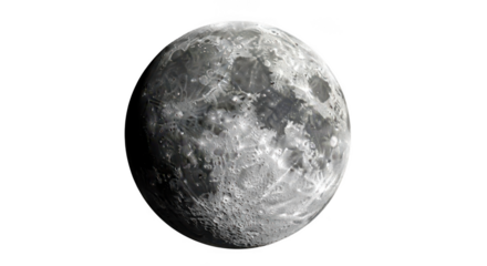Detailed close up of the moon s surface isolated on transparent background