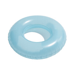 Light blue inflatable ring on an isolated transparent background, evoking summer and relaxation,