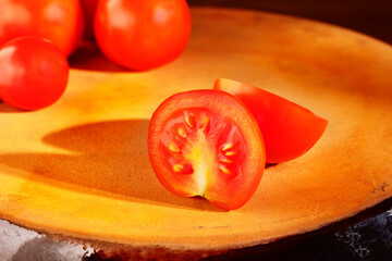 Fresh  cherry tomatoes on board