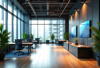 cutting edge modern workspace design inspiring productivity sleek office equipment innovative aesthetics, furniture, ergonomic, technology, architecture