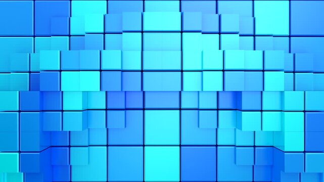 Cubes Form a Wave. Abstract motion, two color, 3d rendering, 4k resolution
