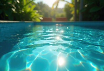 Fototapeta premium vibrant sunlit water ripples crystal clear pool capturing beauty reflection mood, sunlight, blue, texture, wave, motion, tranquility, liquid, shine