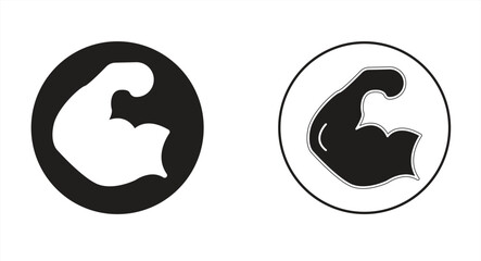 Fitness bicep muscle icon in circle, Editable Stroke, Pixel Perfect, For Mobile and Web, vector illustration.

