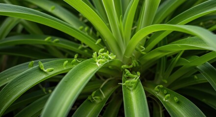 Obraz premium Close-up of Green Plant with Delicate Sprouts.