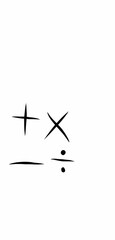 Vector illustration of math symbols: plus, minus, multiply, and divide in clean, flat style. Perfect for education, calculators, apps, infographics, and mathematics-related design projects
