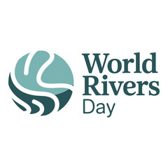 World rivers day logo with abstract water flow in a circle