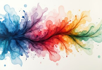 Obraz premium vibrant watercolor splash textured paper abstract art colorful hue blend fluid design, brush, technique, expression, streaks, patterns, textures, detail