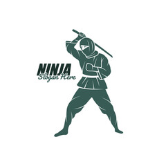 Ninja logo design vector. Silhouette Ninja Character Template Illustration