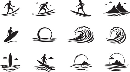 Obraz premium Dynamic surfers ride waves and enjoy ocean adventure, capturing pure summer freedom