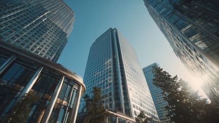 Modern Skyscrapers in Canary Wharf &ndash; Cinematic Business District View