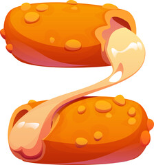 Fast food chicken nugget meal alphabet font typeset letter Z. Takeaway restaurant Latin font symbol, fastfood menu appetizer vector kids ABC font typeset letter. Fast food meal English typeset element