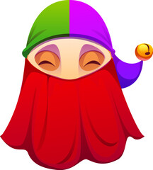 Barranquilla Colombian carnival holiday symbol of monocuco mask, cartoon vector. Colombian dance carnival or Carnaval de Barranquilla folklore fiesta, traditional costume of monocuco face mask