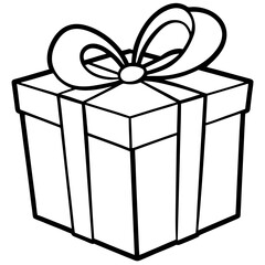 Minimalist Gift Box Outline Vector