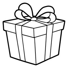 Minimalist Gift Box Outline Vector