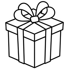 Minimalist Gift Box Outline Vector
