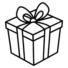 Minimalist Gift Box Outline Vector