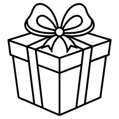 Minimalist Gift Box Outline Vector
