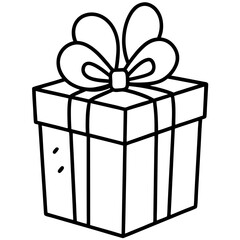 Minimalist Gift Box Outline Vector