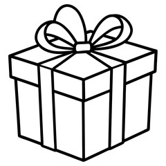 Minimalist Gift Box Outline Vector