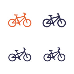 Fototapeta premium Four Bicycles in Different Colors Isolated on White Background for Design