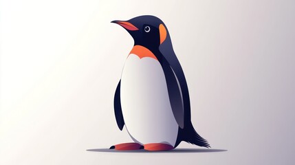 Fototapeta premium Cute penguin standing, side view, illustration, wildlife, art