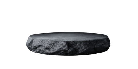 Gray stone platform on black background