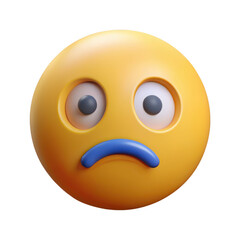 Fototapeta premium Sad emoji face with a blue mouth, isolated on transparent background