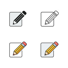 Pencil icon set for editing and writing in different styles