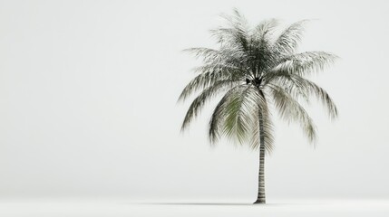 Isolated palm tree against a plain white backdrop