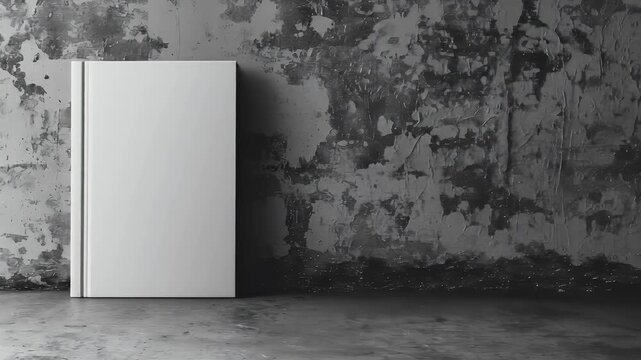 Grayscale composition featuring stairs, wall, and book mockup