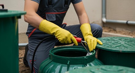 Septic Tank Inspection and Maintenance by a Technician