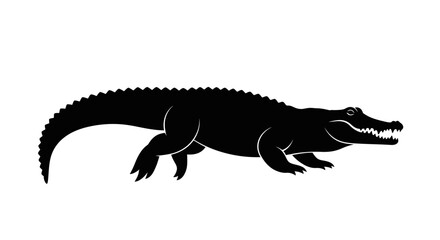 Obraz premium side profile of a majestic crocodile, isolated on transparent background: a striking vector silhouette illustration perfect for logos, prints, and designs