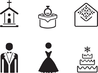 Obraz premium Elegant wedding icons for invitations, ceremonies, and celebrations