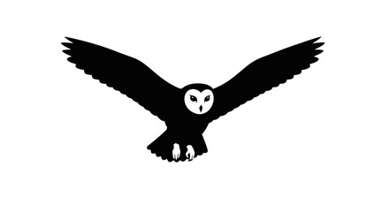 majestic barn owl in flight: a striking black silhouette isolated on a transparent background, perfect for design projects