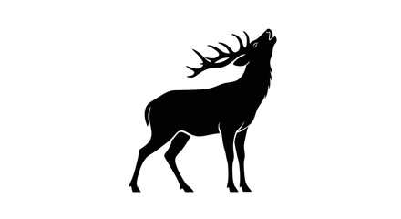 Fototapeta premium majestic stag silhouette: profile view of a red deer calling, isolated on transparent background, perfect for logo, design, and print projects